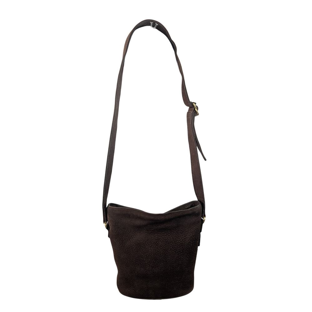 COACH COLLECTOR! ESPRESSO BROWN GENUINE PEBBLED NUBUCK LEATHER BUCKET BAG PURSE! - Picture 6 of 14